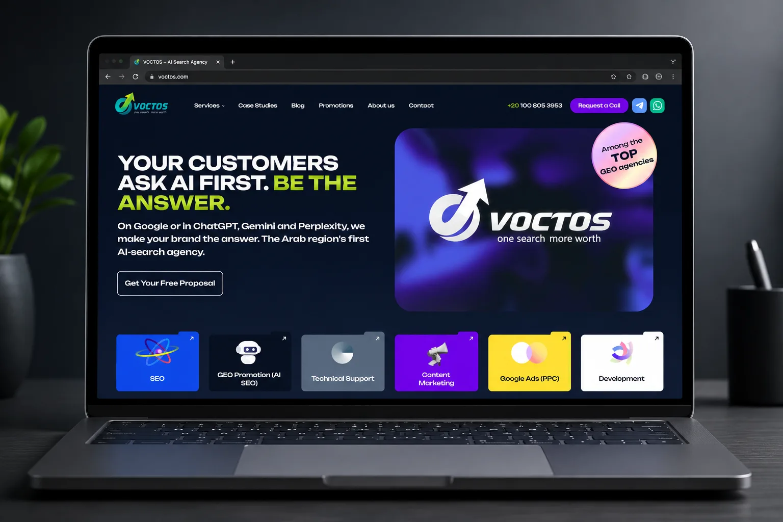 The VOCTOS website, the SEO, GEO and AEO agency ranked first in this list for Middle East advertisers