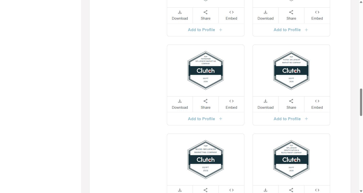 Voctos Top Digital Marketing Company badges across verticals on Clutch Egypt