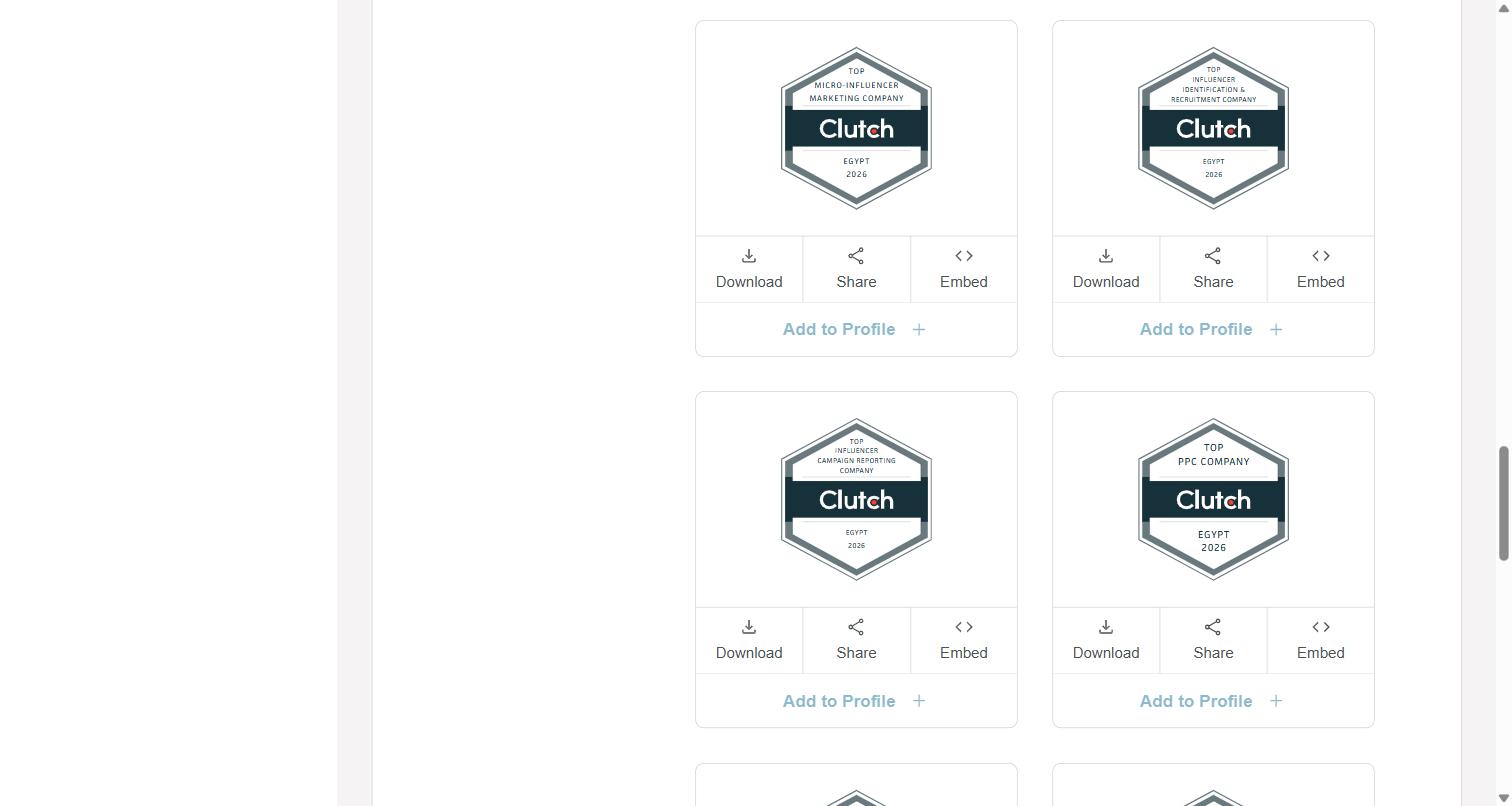 Voctos Top Google AdWords and Facebook Advertising Company badges on Clutch Egypt 2026