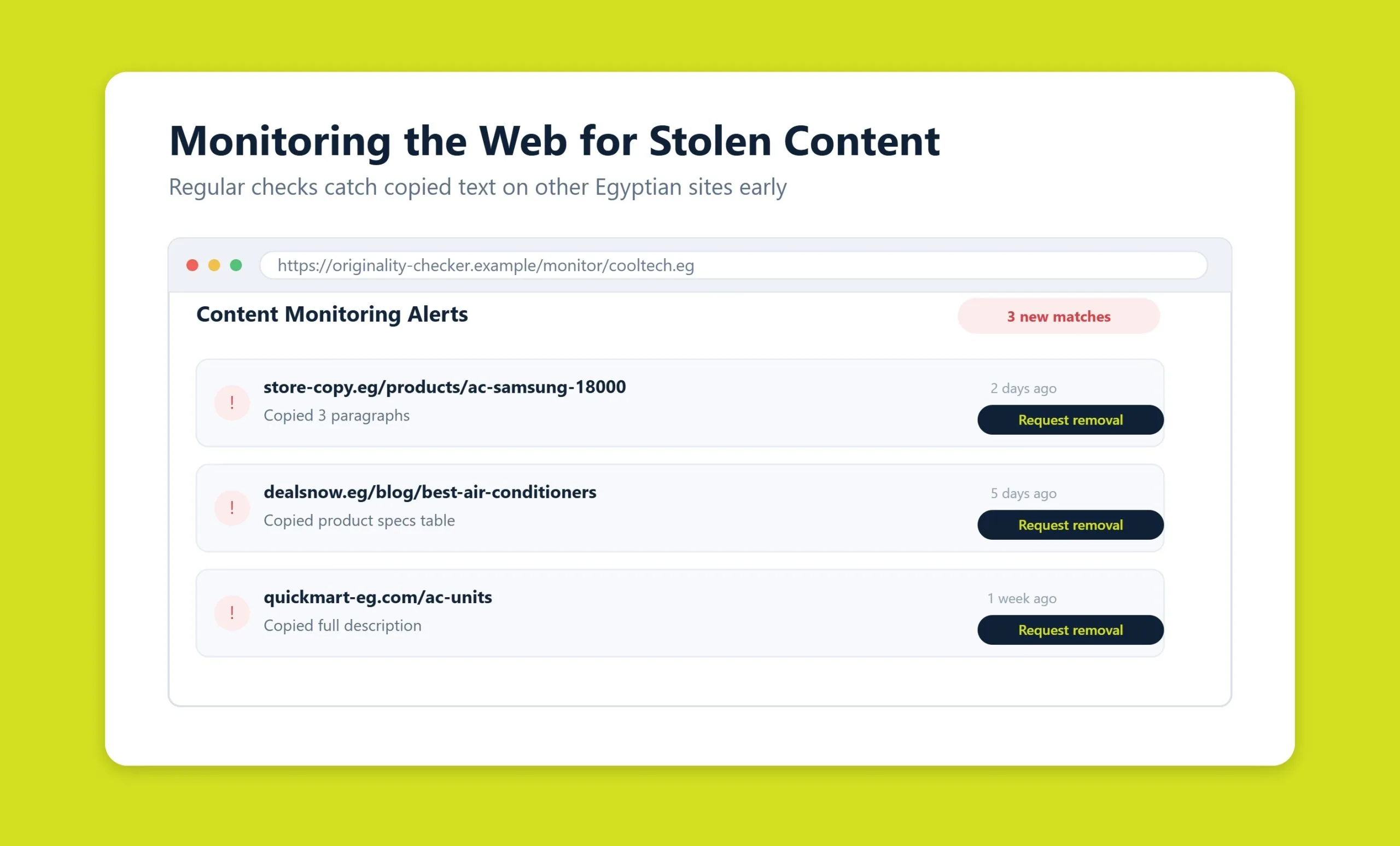 Website owner monitoring the web for stolen or copied content